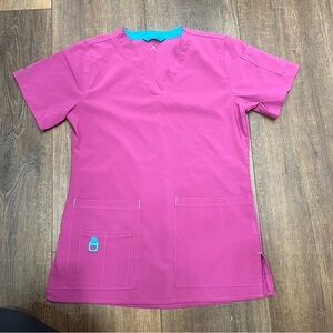 Carhartt Women's Pink/Purple Short Sleeve Scrub Top